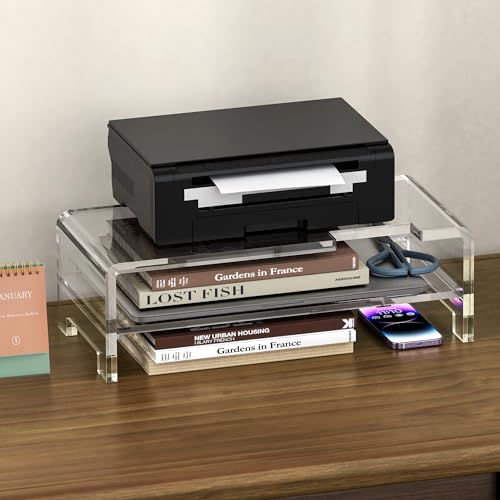 Acrylic Monitor Stand Riser Clear Laptop Stand 2-Tier L16 xW7.5 xH4.7 - size: 16''-2Tier