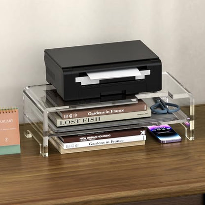 Acrylic Monitor Stand Riser Clear Laptop Stand 2-Tier L16 xW7.5 xH4.7 - size: 16''-2Tier