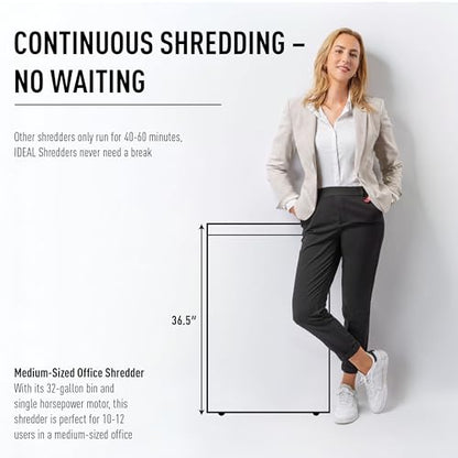 IDEAL 3104 P4 Cross Cut Commercial Office Paper Shredder 32 Gallon | P4 cross cut paper shredder for 10 to 12 users with 22 to 25 sheet capacity 32 gallon bin and 12 inch feed opening - size: 25 Sheets, style: P-4 Security