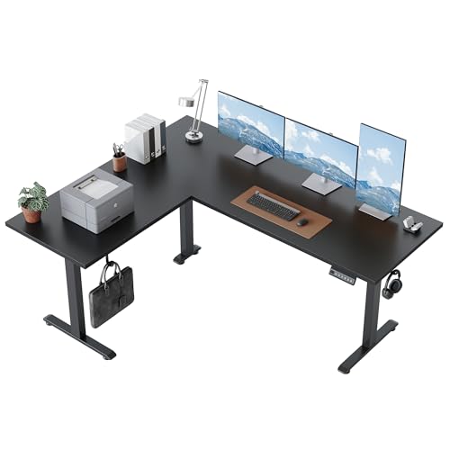Klicelor L Shaped Standing Desk 63 x 48 Inch, Electric Height Adjustable Corner Desk for Home Office Workstation, Ergonomic Sit to Stand Computer Table with Memory Controller, Black - color: Black, size: 63 x 48 Inch