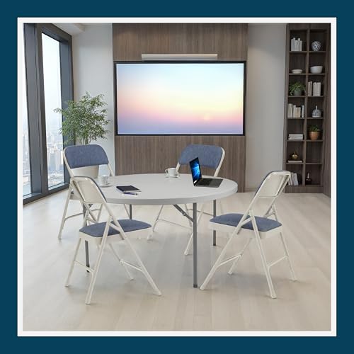 OEF Furnishings OEF2200 Series Heavy-Duty Premium Fabric Padded Upholstery Double-Hinged Folding Chairs (4-Pack, Imperial Blue/Gray) - color: Blue/Gray