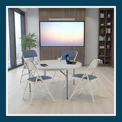 OEF Furnishings OEF2200 Series Heavy-Duty Premium Fabric Padded Upholstery Double-Hinged Folding Chairs (4-Pack, Imperial Blue/Gray) - color: Blue/Gray
