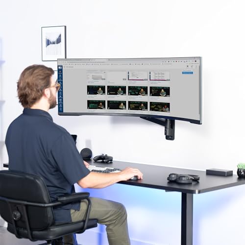 VIVO Black Ultrawide Monitor Wall Mount for up to 57 in Screens, MOUNT-G57 | TV and Monitor Arm, VESA Wall Mount, Designed for Samsung Odyssey Ark, Neo G9, ViewFinity S9, and More, Holds 59.4 lbs - size: Up to 57", style: Single Mount