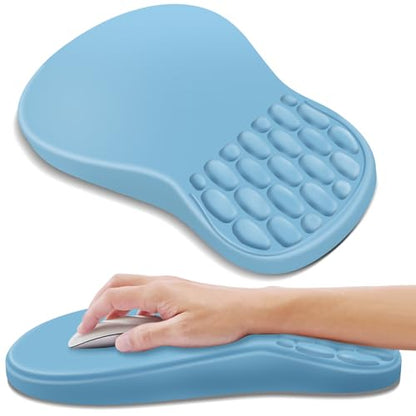 YIWEI Ergonomic Mouse Pad with Wrist Rest for Carpal Tunnel Pain Relief - color: Blue
