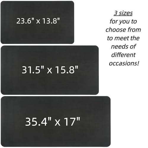 Desk Pad Mat PU Leather Waterproof Non Slip (Black 23.6" x 13.7") | For Office Computers Keyboard Mouse Desktop Protector - size: 23.6" x 13.8"