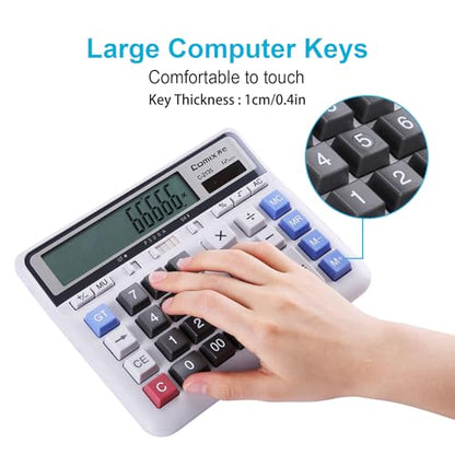 Comix Desktop Calculator, 12 Digits Large Button Desk Calculator, White