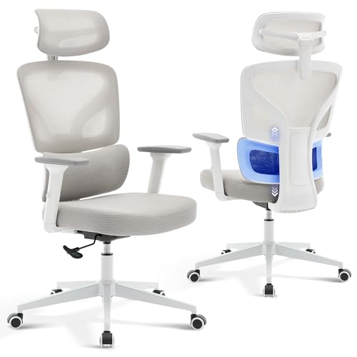 Ergonomic Office Chair Mesh – Adjustable Lumbar 3D Armrests High-Back Desk - color: Grey-p1