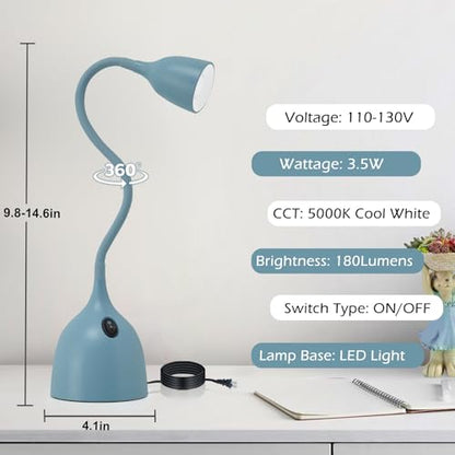 EJIAXIN Desk Lamp for College Dorm Room - LED Reading Light, Blue - color: Blue