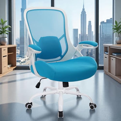 HYLONE 400lbs Heavy Duty Office Chair, Computer Desk Chair Blue | Office and Home, Big and Tall, 5" Thickened Seat, Ergonomic with Adjustable Armrests - color: Blue
