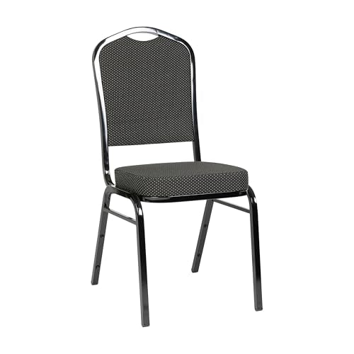 Flash Furniture Hercules Fabric Crown Back Stackable Banquet Chair, Black | Black Frame, Fabric Upholstery - color: Black Dot Patterned Fabric/Black Frame, size: Set of 1
