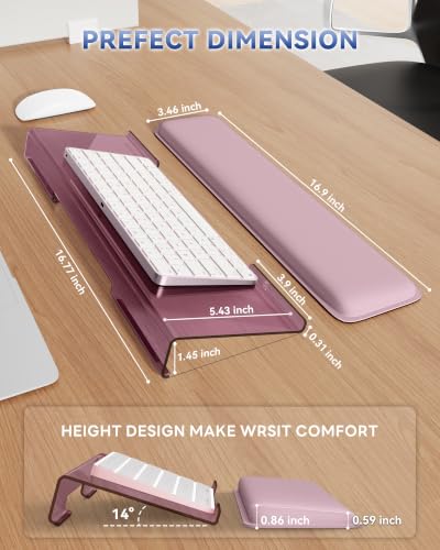Laborio Computer Keyboard Wrist Rest, Keyboard Riser Stand for Desktop - color: Rose Pink