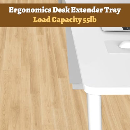 DAJAVE Ergonomics Desk Extender Tray, 9.4x9.1Inch Clamp On Desk Shelf, Foldable Table Extender for Desk, Table Desk Arm Rest, Keyboard Drawer Tray for Office and Home, Workstation Organizer