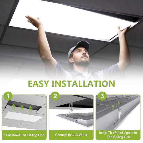 YXL 2 Pack 2x4 LED Flat Panel Light Drop Ceiling Light Fixture, 9576LM, 5CCT LED Drop Ceiling Office Light, 72W/60W/50W/40W/30W Selectable,6500K/5000K/4000K/3500K/3000K,Dimmable 0-10V,ETL - color: 2X4 FT, size: 2 Pack