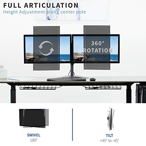 VIVO Dual 13 to 30 inch Monitor Free-Standing Mount, Fully Adjustable Desk Stand, Holds 2 Flat or Curved Display Screens, STAND-V102F - size: Dual Mount