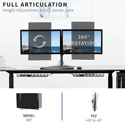 VIVO Dual 13 to 30 inch Monitor Free-Standing Mount, Fully Adjustable Desk Stand, Holds 2 Flat or Curved Display Screens, STAND-V102F - size: Dual Mount
