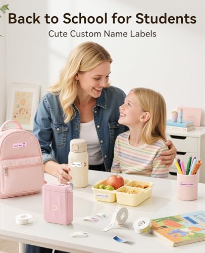 NIIMBOT D110 Upgrade Mini Label Maker, Bluetooth Thermal Printer for Daily - color: Pink, style: Label Machine with 1 Label Tape
