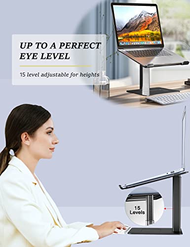 Laptop Stand for Desk, Ergonomic Sitting and Standing Laptop Riser for Notebook MacBook 11-17 Inches，DJ Laptop Stand Adjustable Height from 7-15 Inches Aluminum(Black) - color: Black
