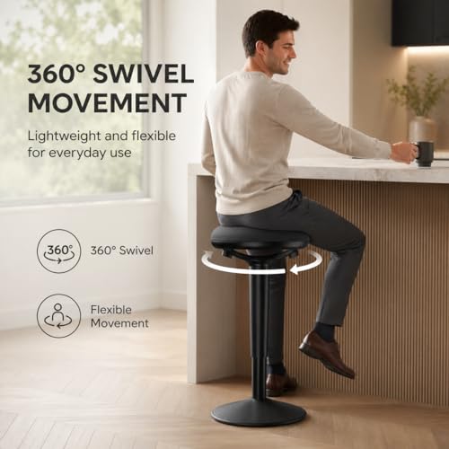 Standing Desk Chair with 360-Degree Standing Desk Chair with Memory Foam Seat Cushion, Lightweight & Flexible - color: R22-black