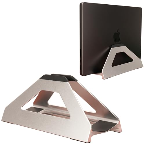 Vertical Laptop Stand, Space Saving Holder for MacBook with Tool-Free Width Adjustment, Pretty Anodized Aluminum for Desk, Universal Fit for 10-17" Laptop - color: Silver