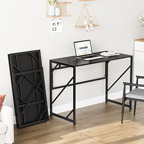 Elephance Folding Desk Writing Computer Desk for Home Office No-Assembly | Study Office Desk,Foldable Table for Small Spaces,39.4 Inch,Black - color: Black, size: 39.4 Inch