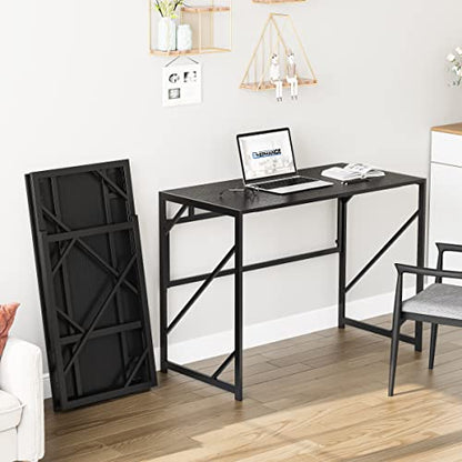 Elephance Folding Desk Writing Computer Desk for Home Office No-Assembly - color: Black, size: 39.4 Inch