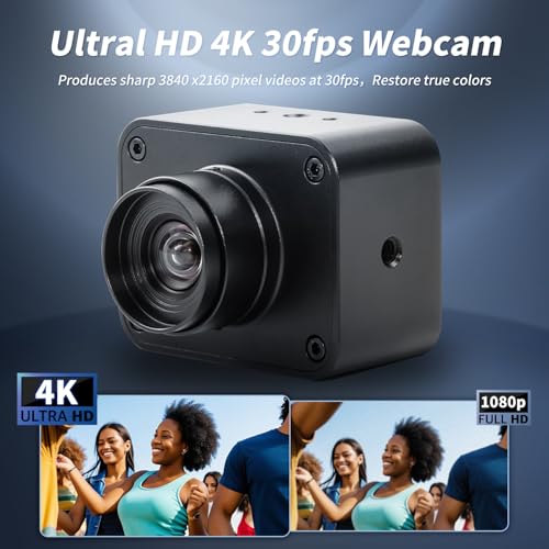 MOKOSE USB Camera 4K, USB3.0 Manual Focus Webcam with 4.2mm Wide Angle Lens, IMX678 1/1.8" 8MP Sensor Support YUY2, Web Camera for Desktop Computer Laptop - size: With 4.2MM Fix Wide Angle Low Distortion Lens