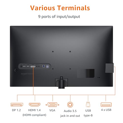 Amazon Basics 27 Inch Monitor, FHD 1080P, 100Hz, IPS, Built-in Speakers, VESA Compatible, USB Ports, Black - size: 27", style: 100Hz