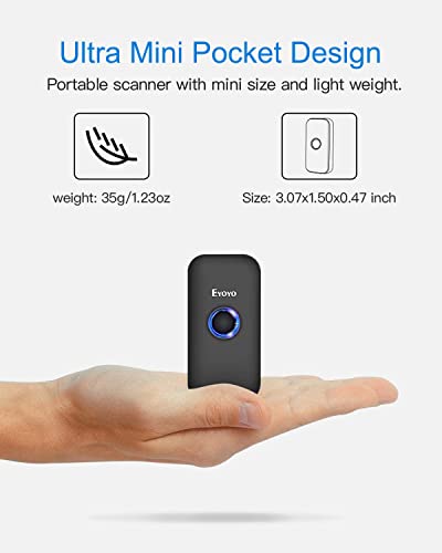Eyoyo Portable Mini 1D Bluetooth Barcode Scanner with Case, Black
