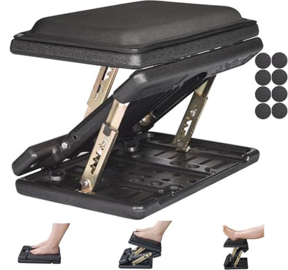 Adjustable Footrest with Removable Foam Cushion, Under Desk Footrest with Massage Beads for Car, Home, Office Stool, 4-Level Height for Improved Posture Back&Hip Pain Relief(Black Plus) - color: Black Plus