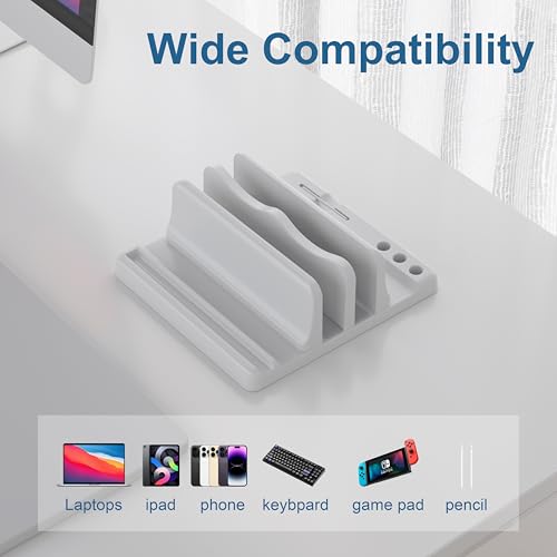 Vertical Laptop Stand, Adjustable 4 in 1 ABS Plastic Laptop - color: White