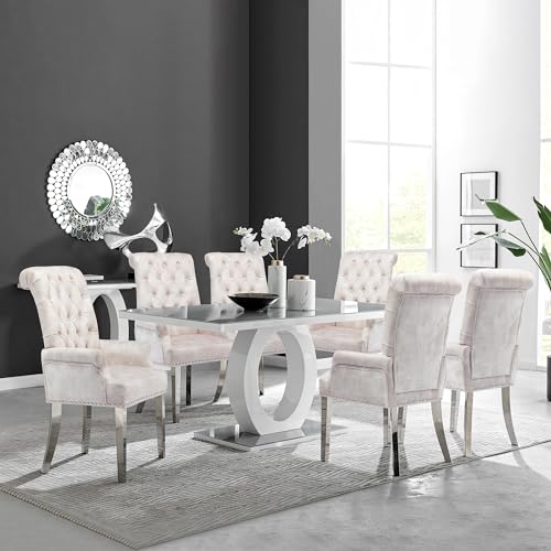 LOULENS Velvet Dining Chairs Set of 4, Dining Chairs with Arms, Beige | Upholstered, High Back, Tufted, Luxurious, Stainless Steel Leg, for Kitchen & Dining Room - color: Beige, size: 4 PCS