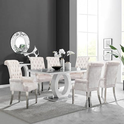 LOULENS Velvet Dining Chairs Set of 4, Dining Chairs with Arms, Beige | Upholstered, High Back, Tufted, Luxurious, Stainless Steel Leg, for Kitchen & Dining Room - color: Beige, size: 4 PCS