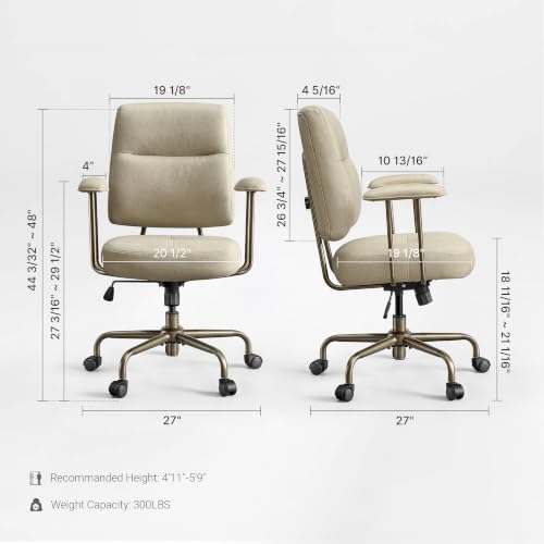 EUREKA ERGONOMIC Becky Suede Mid-Century Office Chair, Off-White - color: Off-white, size: Mid-Back