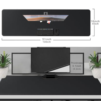 CENNBIE Leather Desk Mat, 51.2" x 16" Desk Pad for Full Desk (Black) - color: Black, size: 51.2" x 51.2"