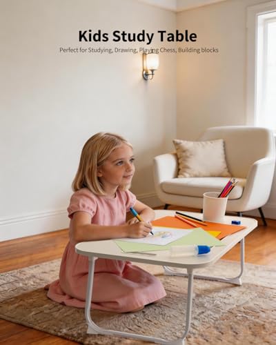 Ruxury Folding Lap Desk Bed Desk Laptop Table Tray, Breakfast Serving Tray, Portable & Lightweight Mini Table for Sofa Couch Floor - White - color: White