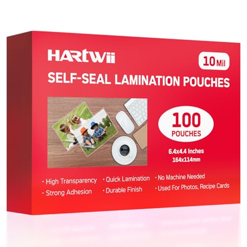 100 Pack Self-Sealing Laminating Pouches 4x6 Inch,10 Mil Self Adhesive Lamination Pouches,Waterproof Photo No Heat Laminating Sheets No Laminator Machine Need - size: 4.4x6.4"_10Mil, style: 100PCS