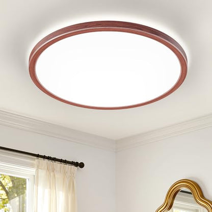 BLNAN LED Flush Mount Ceiling Light Fixture with Remote Control, 15.4 Inch 3000K-6500K Dimmable Round Low Profile Ceiling Lamp for Living Room Bedroom Kitchen - color: Brown, size: 15.4 inches
