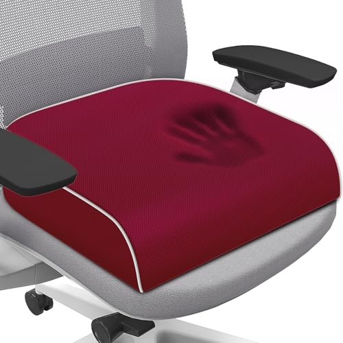 SweetSlubr Seat Cushion for Tailbone Pain Relief, Office Chair Cushion, Memory Foam Large Chair Pad with Non-Slip Cover for Soft Support at Office Chair, Car Seat, Airplane Red/Large - color: Red, size: Large