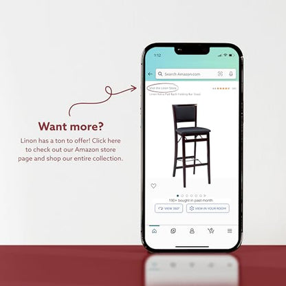 Linon Keira Pad Back Folding Bar Stool - color: Merlot/Brown, style: Bar Stool