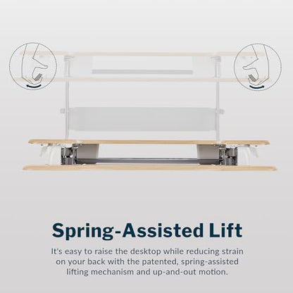 Vari VariDesk Pro Plus 36 Standing Desk Converter – 11 Height Settings + Spring Lift, 2 Tier Design, Keyboard Tray, Fits Desktops 36” Wide x 26.5" Deep – Delivers Fully Assembled (Light Wood) - color: Light Wood
