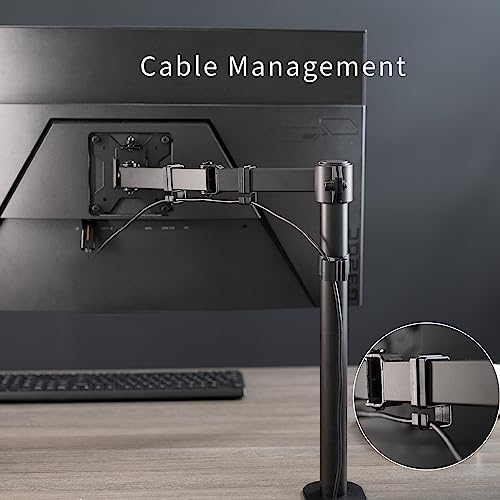 VIVO Single 13 to 38 inch Ultrawide Monitor Arm Desk Mount, Regular Screens up to 32 inches, 22 lbs capacity, Fully Adjustable Stand with C-Clamp and Grommet Base, Black, STAND-V001 - color: Black, size: 16" tall