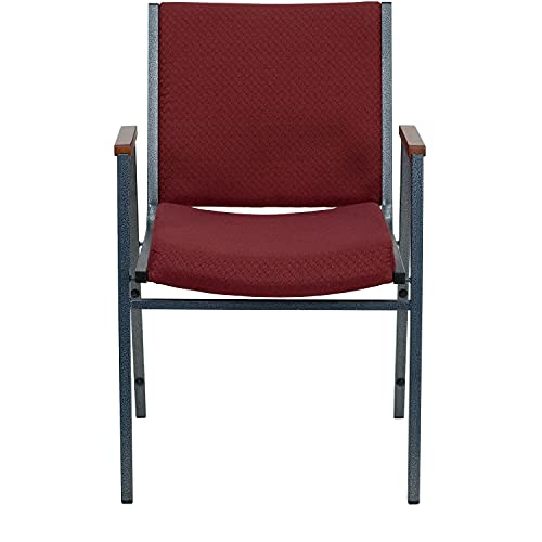 Flash Furniture 4 Pack HERCULES Series Heavy Duty Burgundy Patterned Fabric Stack Chair with Arms - color: Burgundy Patterned Fabric, size: Set of 4