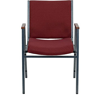 Flash Furniture 4 Pack HERCULES Series Heavy Duty Burgundy Patterned Fabric Stack Chair with Arms - color: Burgundy Patterned Fabric, size: Set of 4