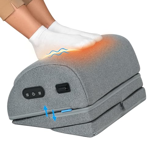 Comfier Foot Rest Under Desk at Work with Heat,Vibration,Foot Heater Foot Warmer,3 Height Under Desk Foot Rest for Office Chair,Gaming Chair Footstool, Ergonomic Heated Footrest,Computer Desk Use - color: Off-gray