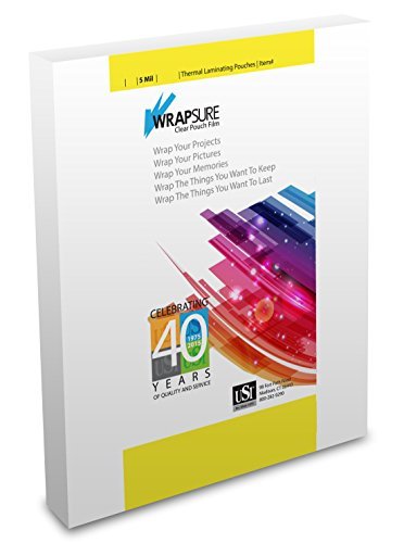 USI WrapSure Thermal (Hot) Laminating Pouches/Sheets, Letter Size, 5 Mil, 9 x 11 1/2 Inches, Clear Gloss, 100-Pack - size: 5 Mil