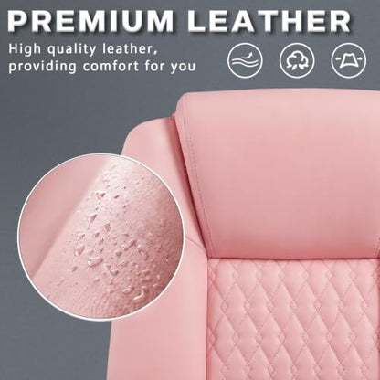 LEMBERI High Back PU Leather Executive Office Chair, Adjustable Swivel Computer Desk Chair with Padded Armrests for Home Office, Pink - color: Pink