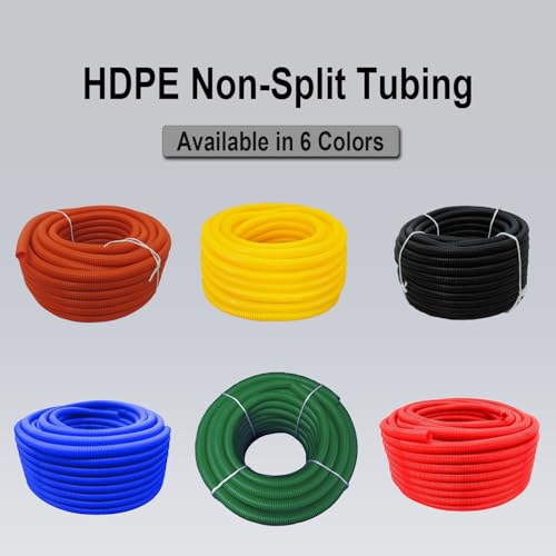 Flexible Polyethylene HDPE Non-Split Corrugated Wire Loom Tubing (Green, 1-1/2" Dia. x 100 ft) - color: Green, size: 1-1/2" Dia. x 100 ft