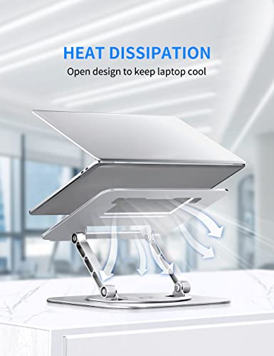 AOEVI Adjustable Computer Stand with 360 Rotating Base, Ergonimic Foldable Laptop Riser for Desk Compatible with MacBook Pro/Air Notebook up to 16 Inches, Silver - color: B-Silver