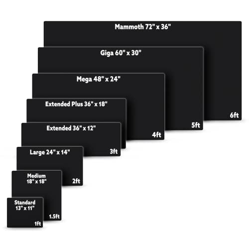 Giga Size Gaming Mouse Pad - Anti Slip Rubber Base - Stitched Edges - Large Desk Mat - 60" x 30" x 0.16" (Giga, All Black/No Logo) - color: All Black, size: 60" x 30"