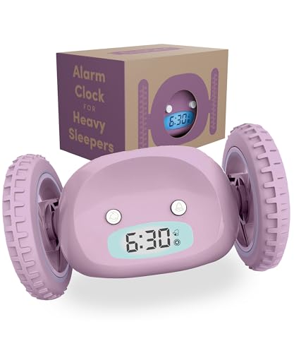 CLOCKY Runaway Digital Loud Rolling Alarm Clock for Heavy Sleeper Adults - color: Lavender